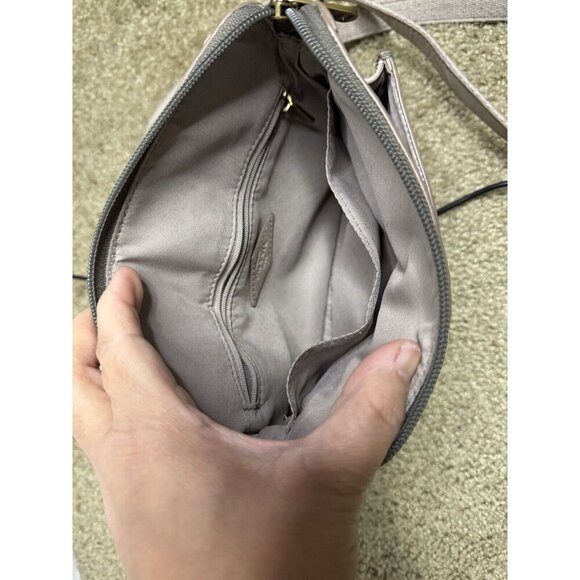 FOSSIL Kinley Small Fold Over Leather Crossbody Bag Adjustable Strap Gray - Picture 9 of 16